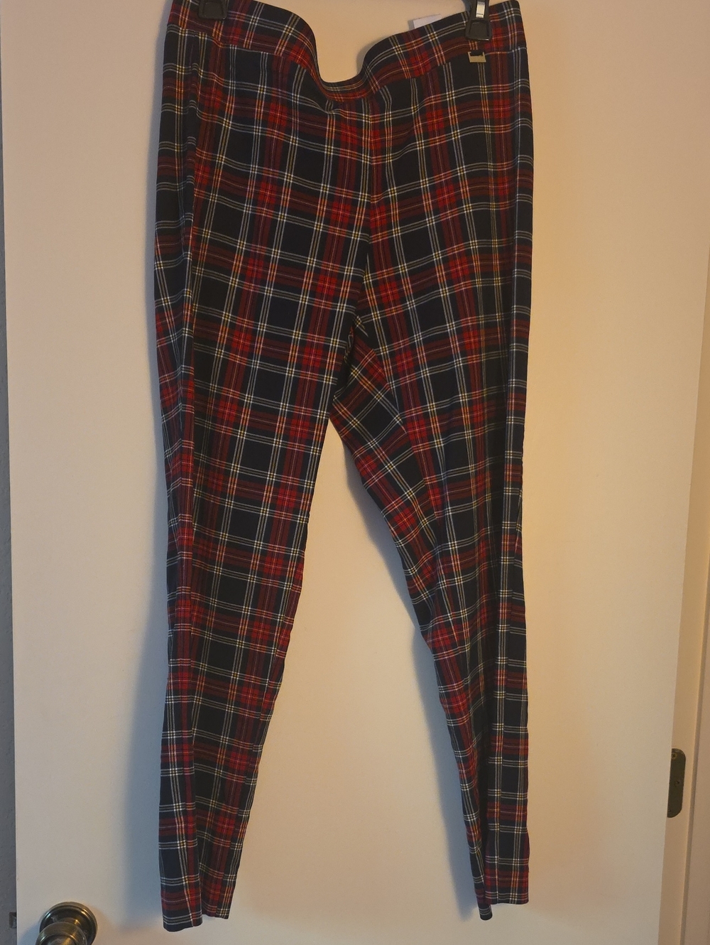 Anne Klein Red & Black Plaid Chinos